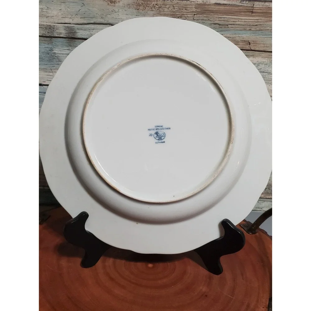 Vintage Rose Floral‎ German Porcelain Serving Tray Plate Gold Gilt Handles